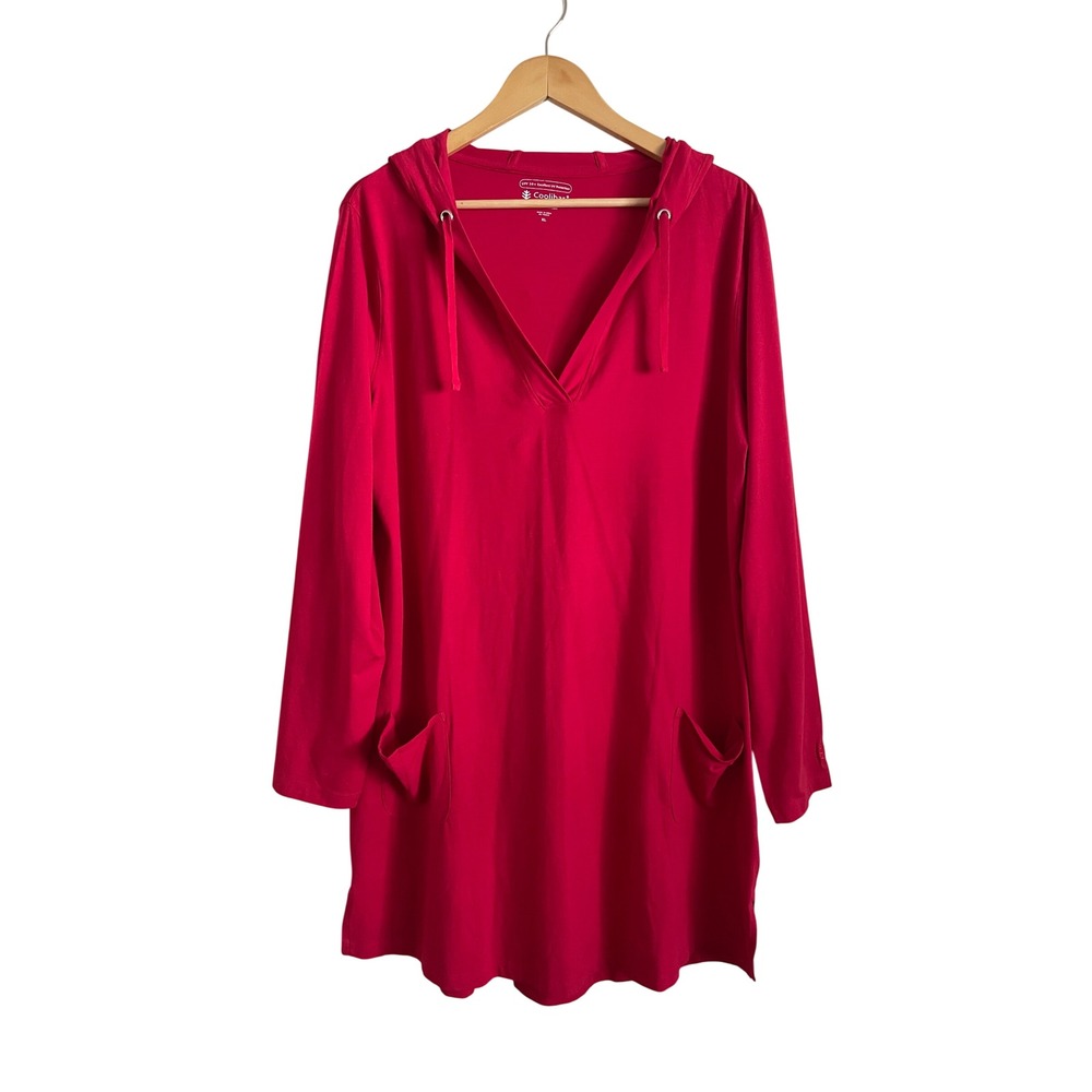 Coolibar Hooded Beach Swim Cover Up Dress UPF 50+ Sun Protection XL Coastal